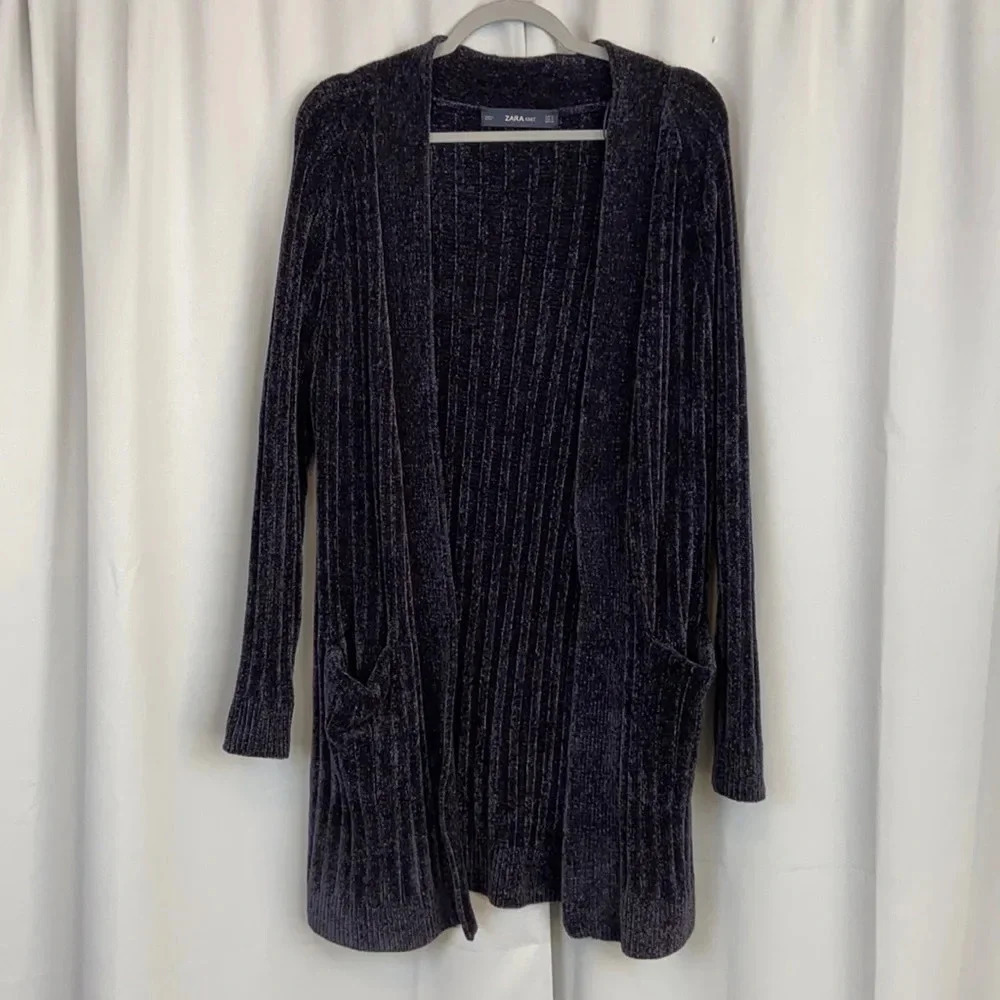 Zara Knit Open Front‎ Long Cardigan Size Small
